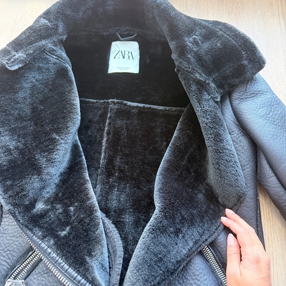 NWT Zara faux leather and shearling coat - Picture 2 of 4